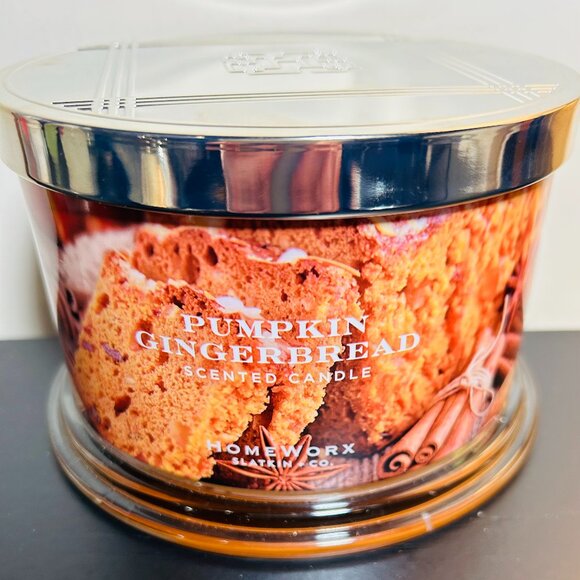 HomeWorx by Slatkin Pumpkin Gingerbread 4-Wick 18 oz Candle NEW - Picture 1 of 4